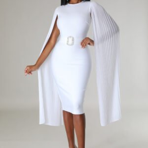 Elizabetta White Long Sleeve Bandage Midi Dress