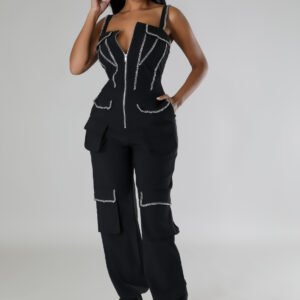 Luisa Black and Silver Chain Jumpsuit