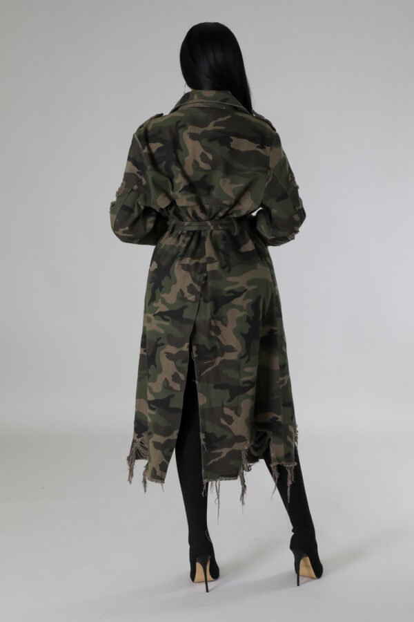 Zelmira Camo Army Print Long Jacket